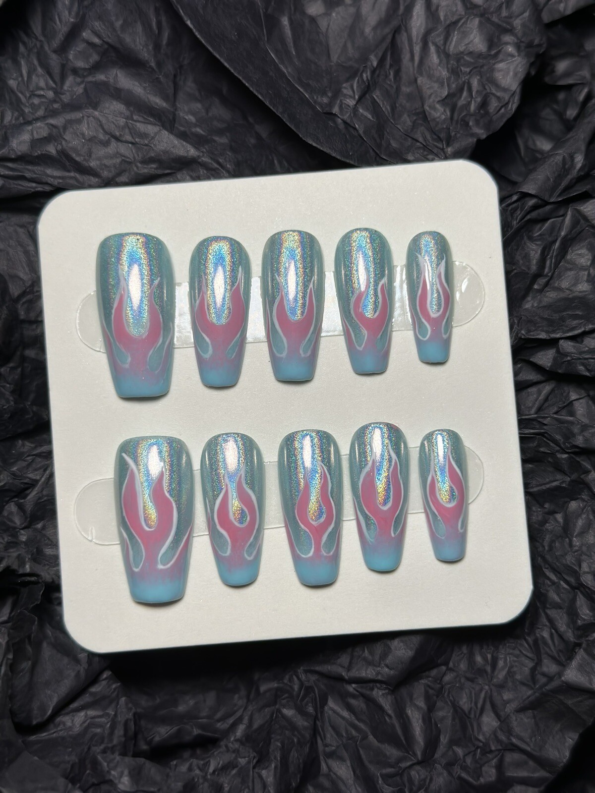 CUSTOM Handmade press on Gel nails long coffin Y2k Style Nails Set Size:S
