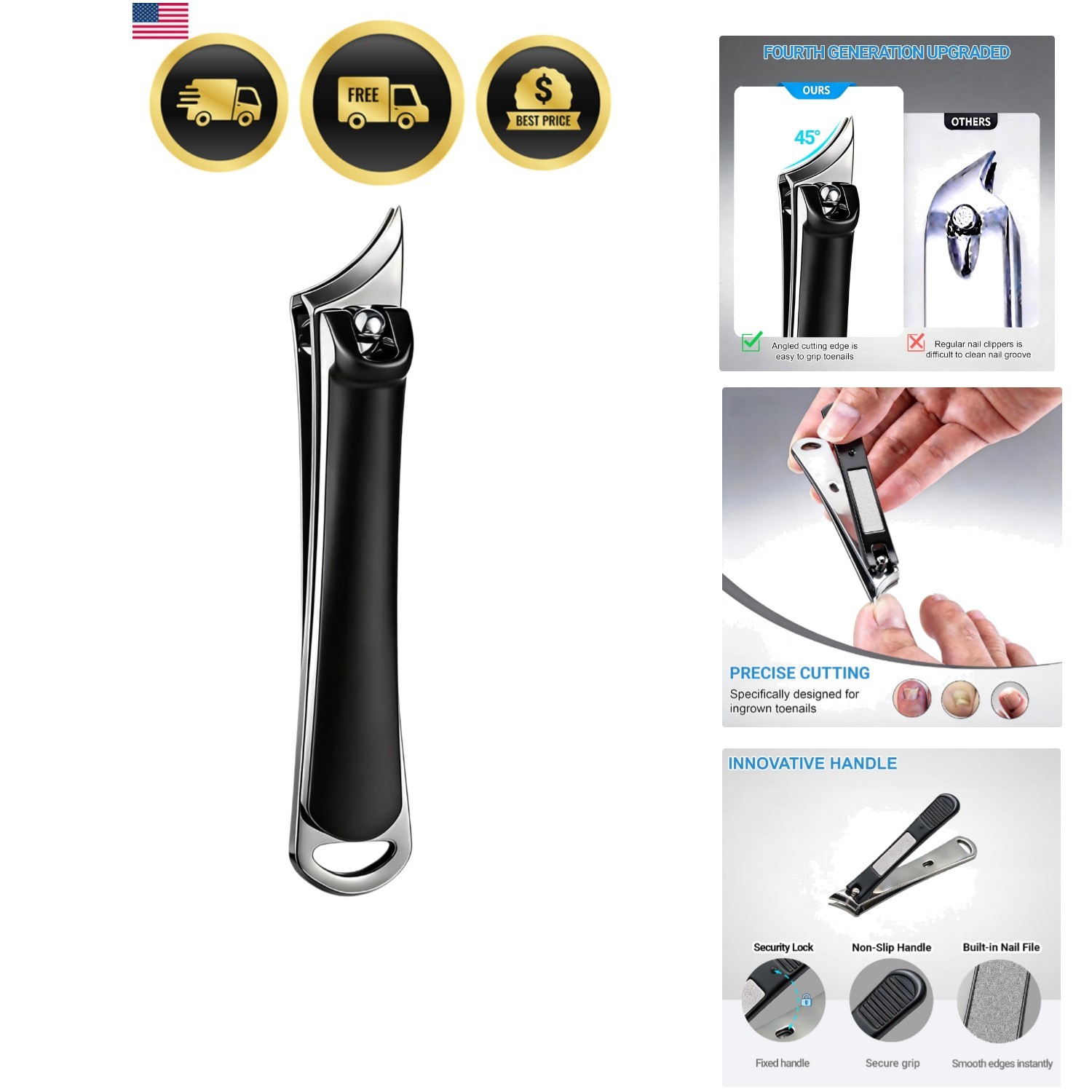 Upgraded Slanted Ingrown Toenail Clippers for Men Women Seniors, Sharp Stainl…