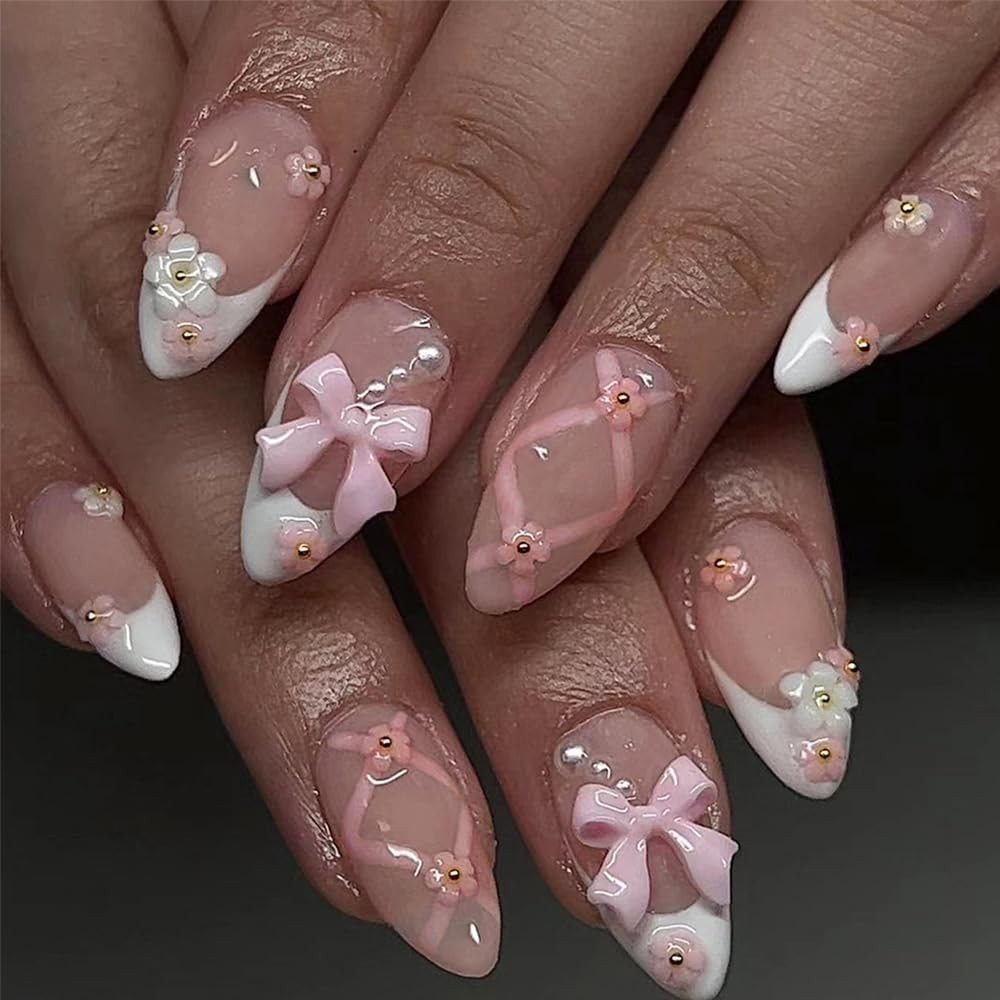 Secret Lives Glossy Reusable Artificial Translucent Pink Color with 3D Bow & 3D