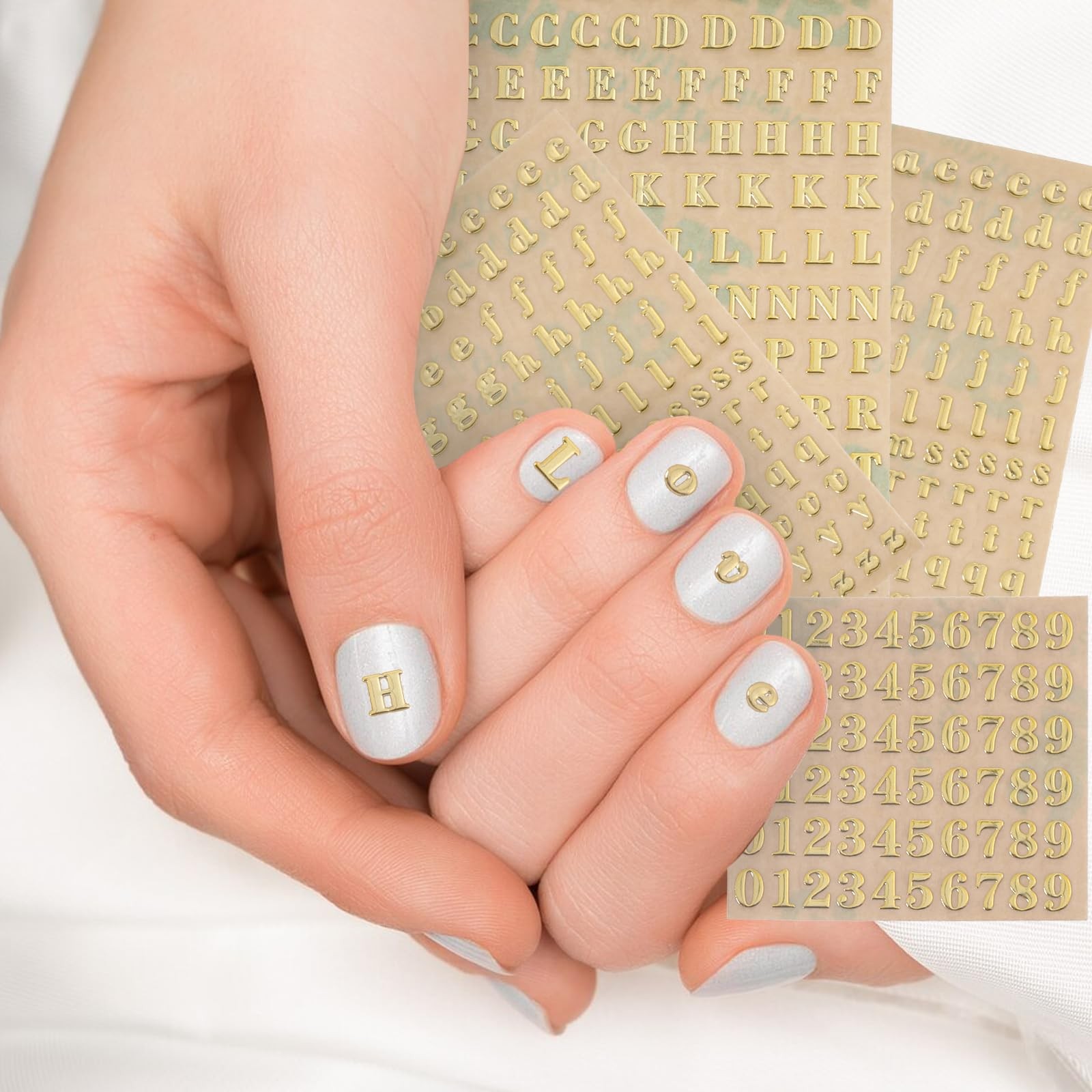 12 Sheets 0.12 inch Small Nail Letter Stickers, Mini Letter Nail Stickers and…