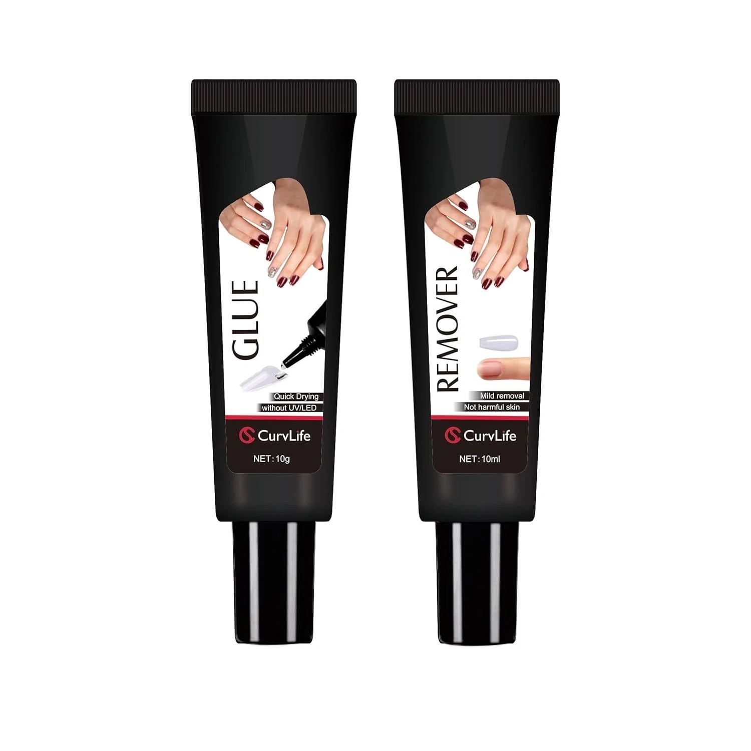 Curvlife Newly Upgraded Quick Drying 10G Semi Solid Nail Glue with 10Ml Remover