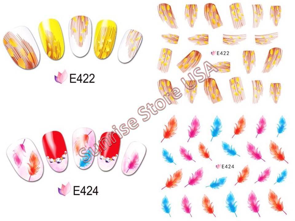 3D Nail Art Sticker Swan Peacock Feather Decals Manicure DIY Peel & Stick!