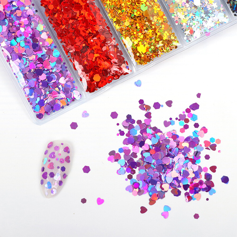 18 Styles Nail Glitter Powder Sequins Laser Foils Flakes Bag Nail Art Decoration