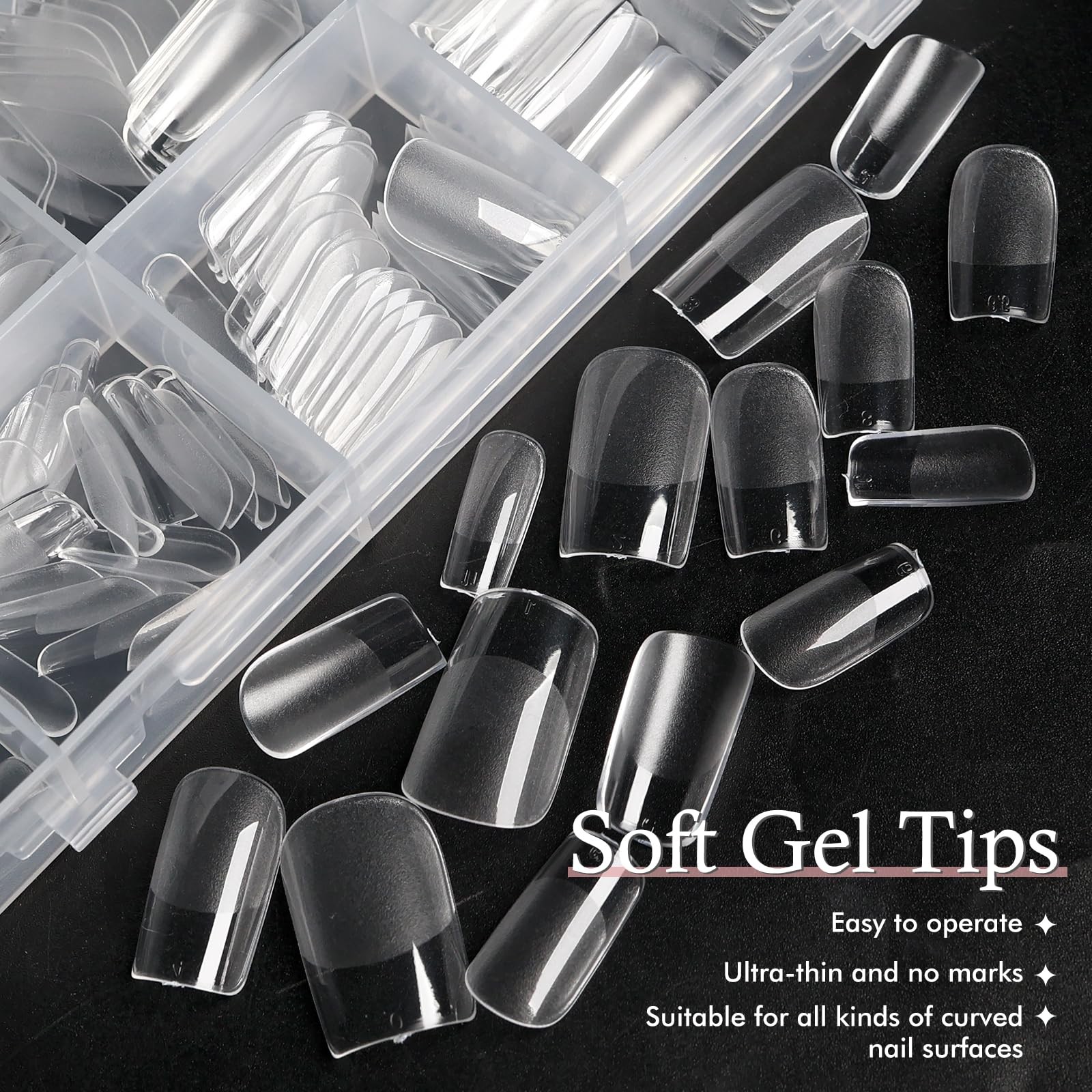 Lifextol 300pc Square Nail Tips Short Fake Nails for Press on Nails Clear Acr…