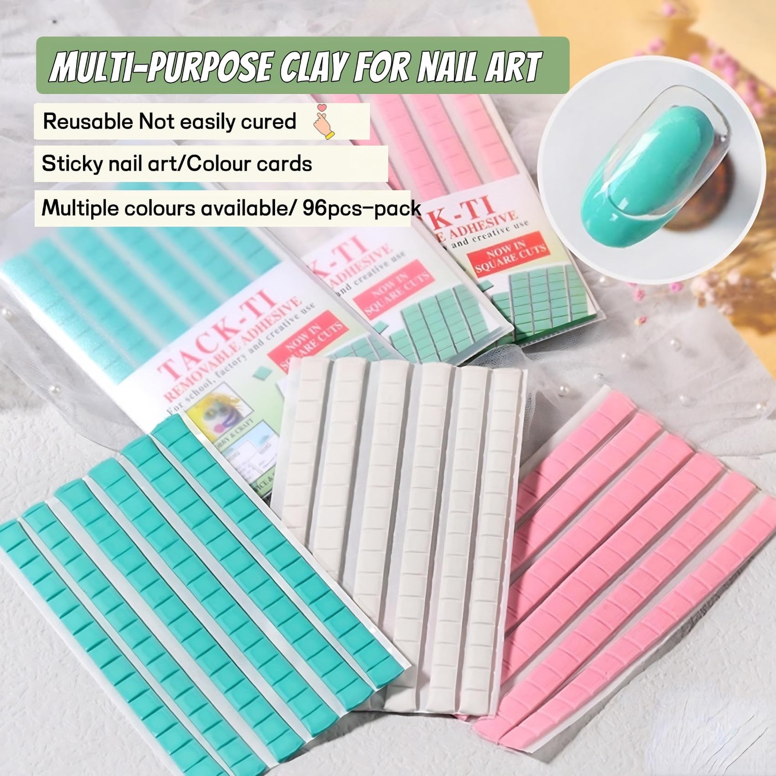 Gueiddi Reusable Nail Art Clay, Nail Glue Clay DIY Professional Fake Nail Tip…