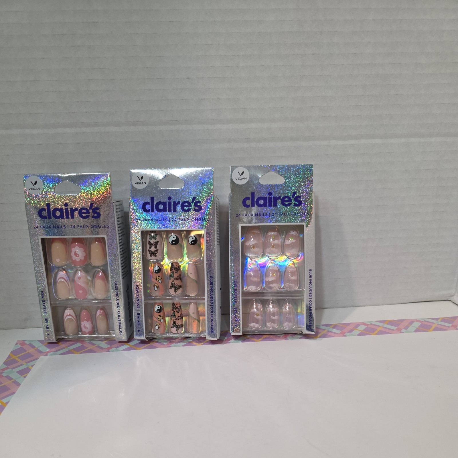 NIB Claire’s Faux Nails -Lot/3 Boxes the nail glue Included!!