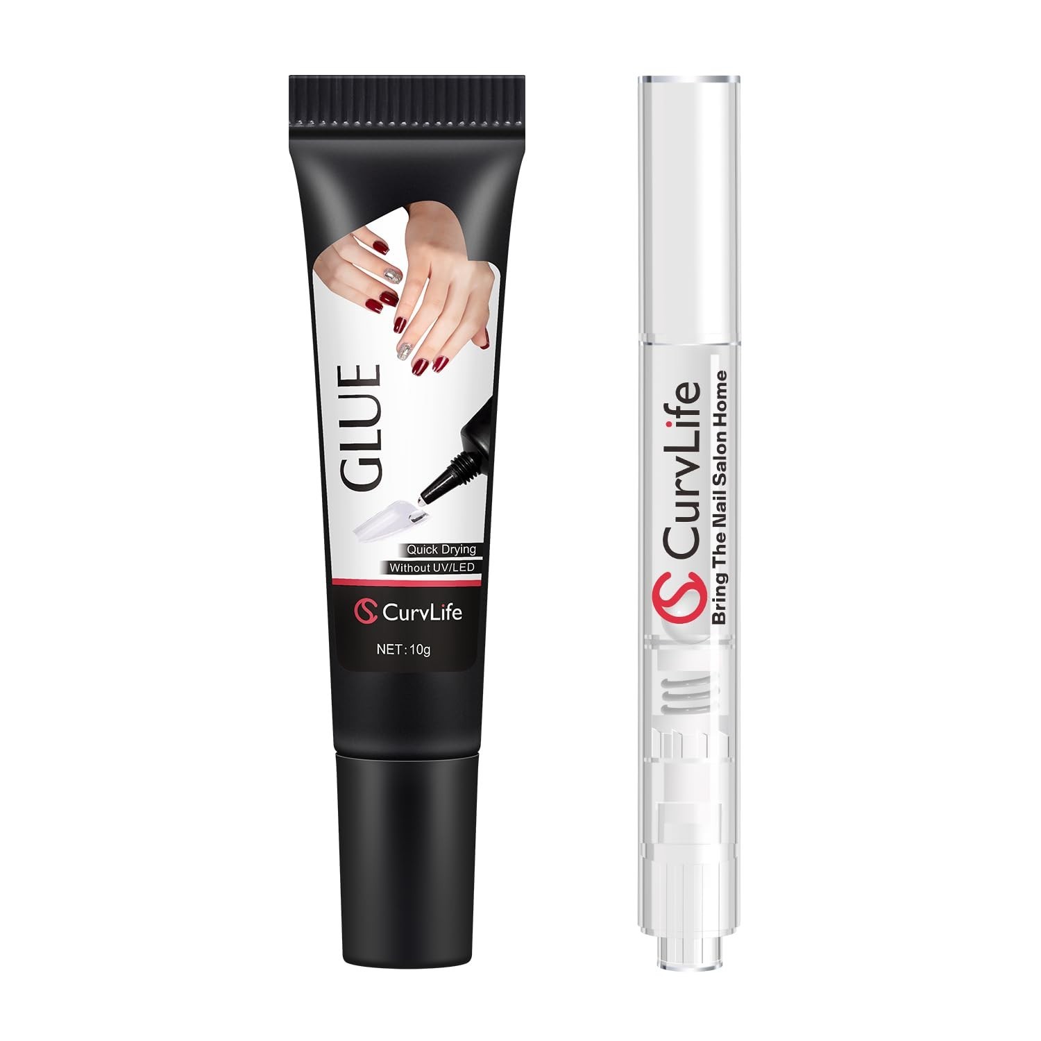 10g Semi Solid Nail Glue Gel with 5ml Nail Glue Remover Pen, No Need for Uv L…