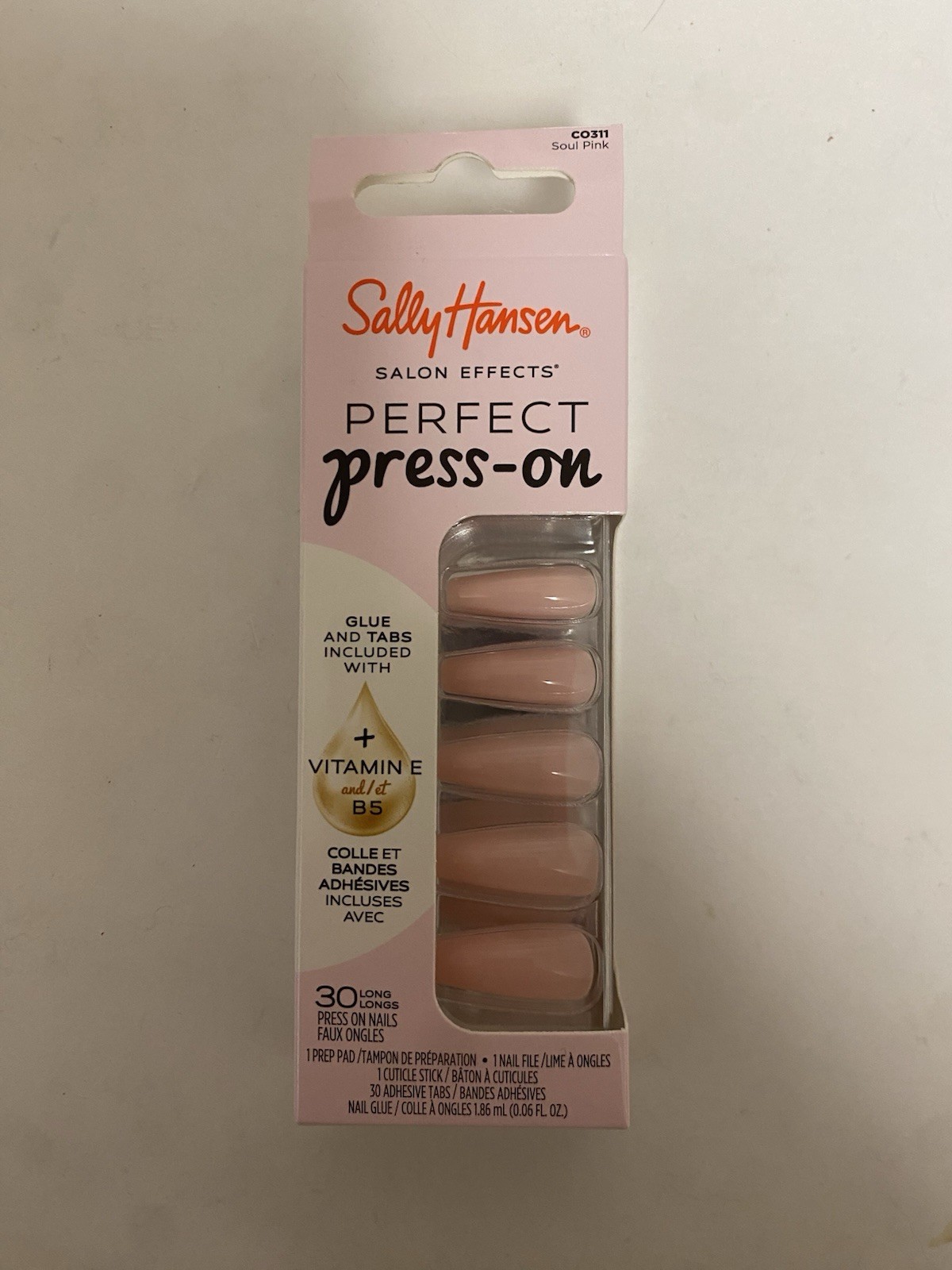 New Sally Hansen Salon Effects Perfect Press-on Nails Soul Pink Glue & Tabs