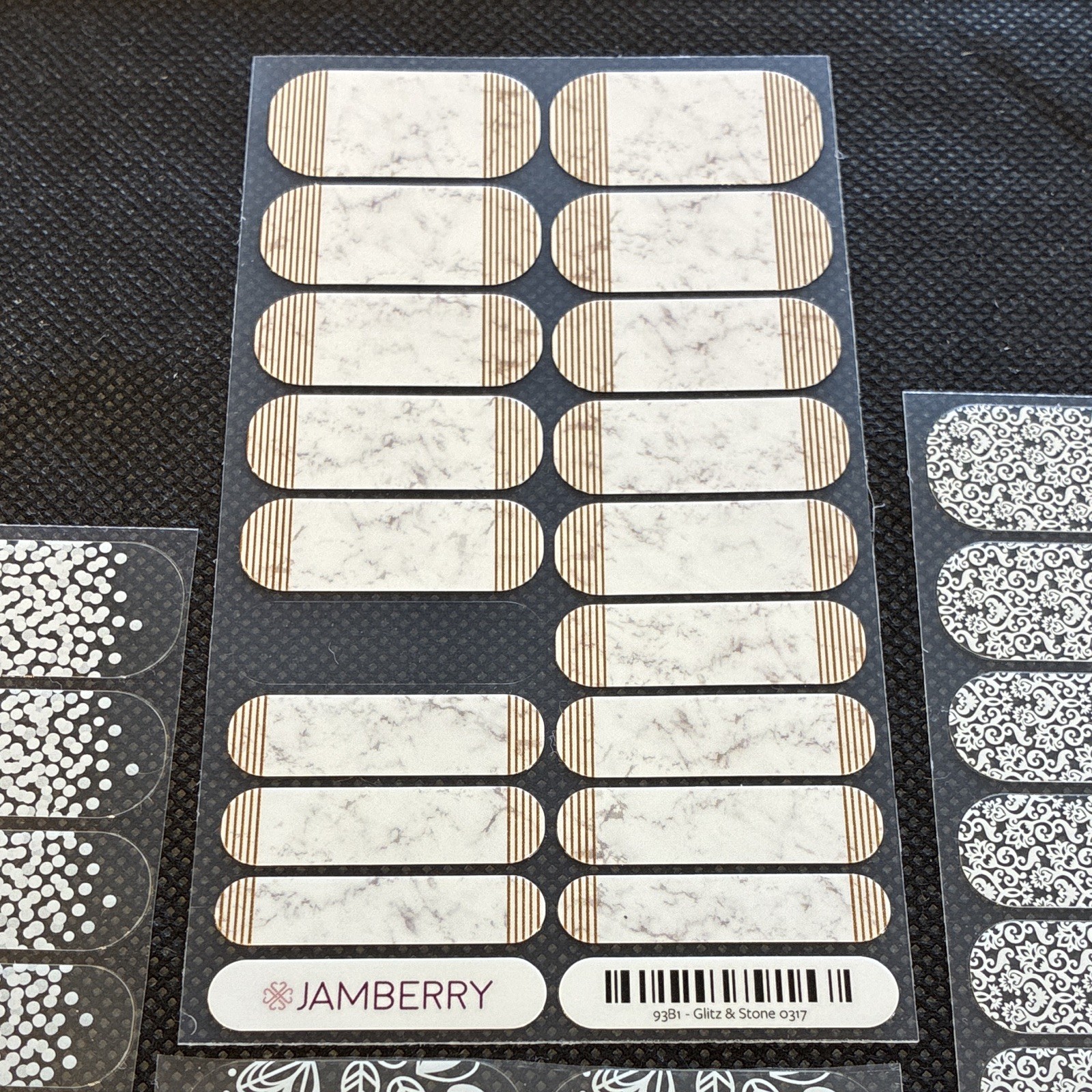 Jamberry Nail Strips 93B1 74A3 LC07 Self-Adhesive Marble WhiteFloral Partial Lot