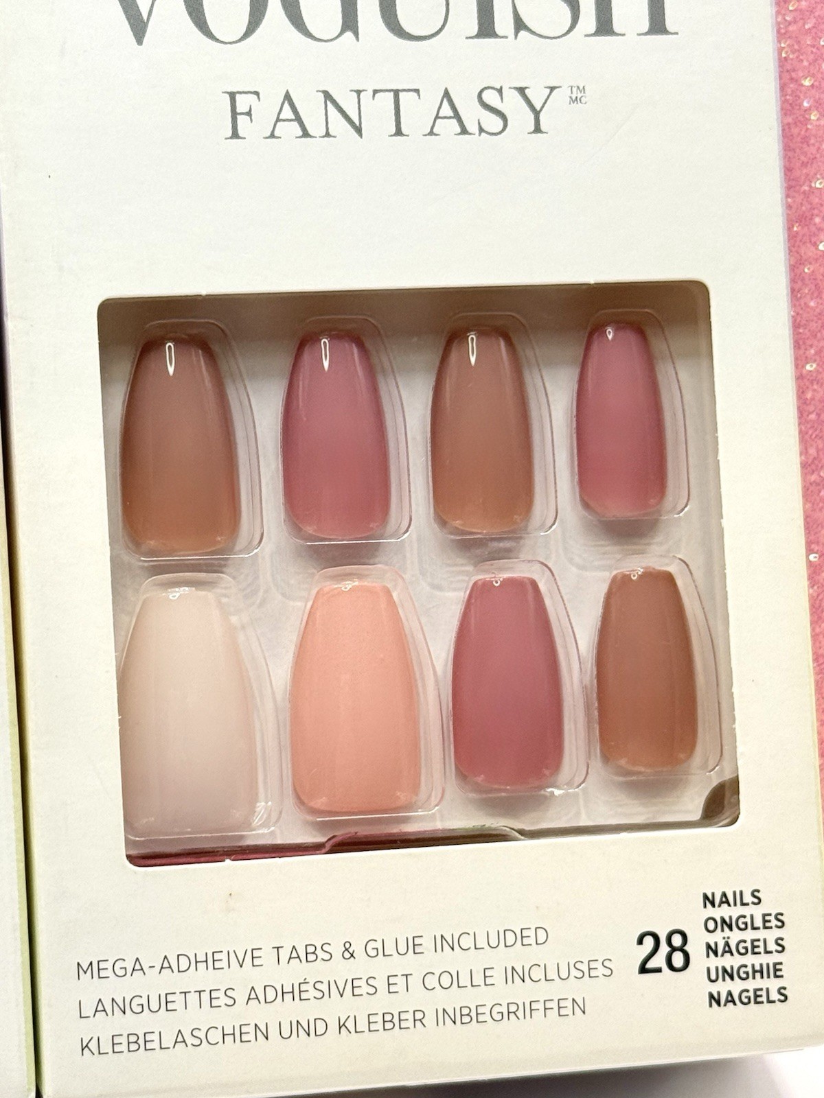 Kiss Voguish Fantasy Press-On Nails Medium Mauve Rose Brown 84812 (Lot Of 2)