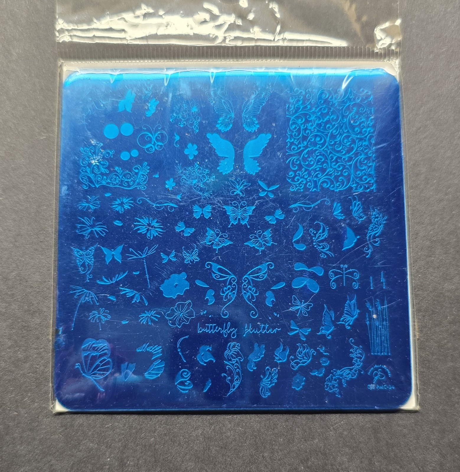 HTF Clear Jelly Stamper Nail Stamp Plate Of Month CJS-PMC34 Butterfly Wing Sprin