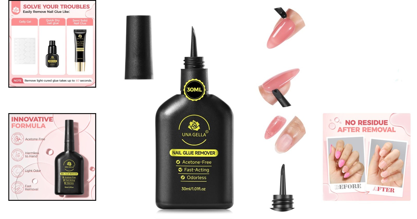Effortless Nail Glue Removal: Acetone-Free Gel with Built-in Crowbar (30ML)