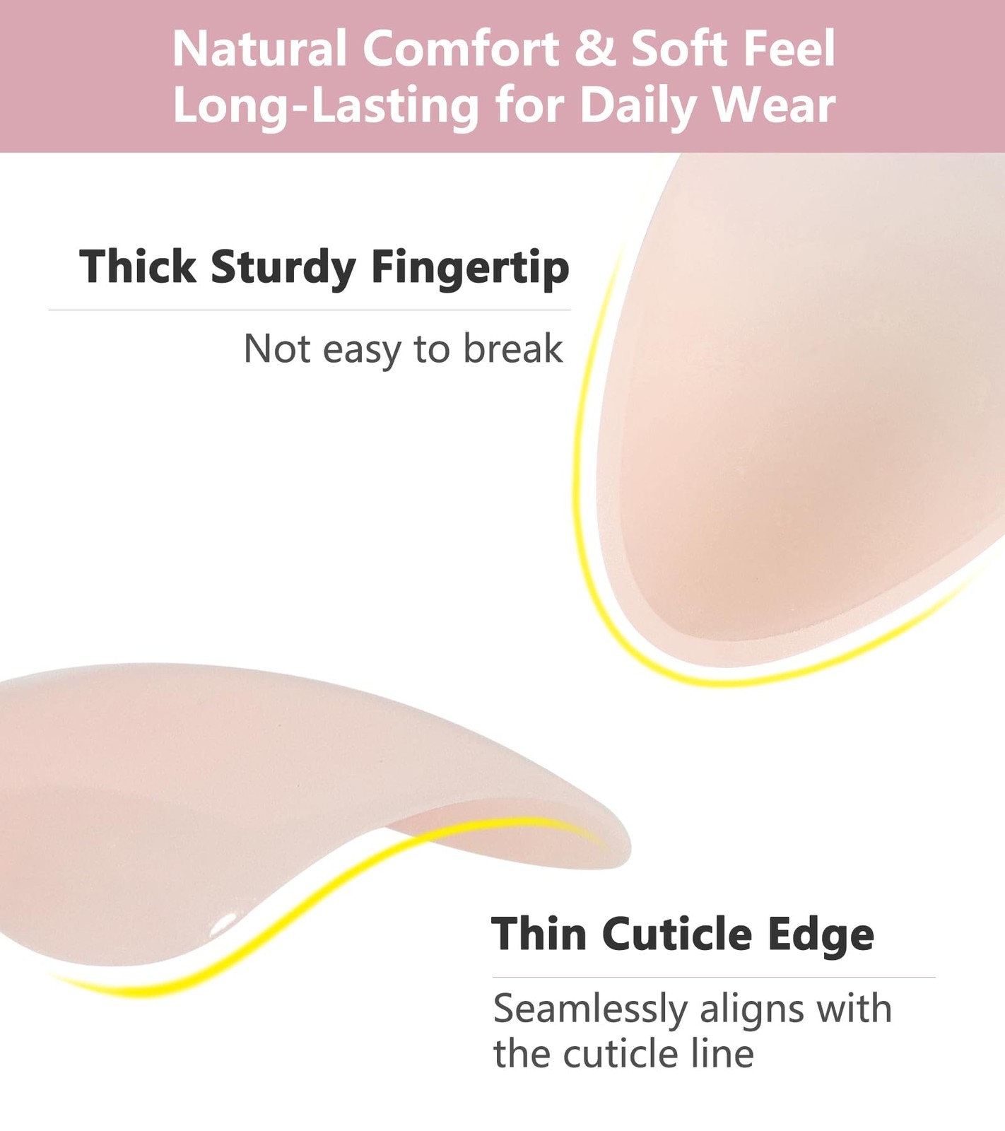 Artquee Press on Nails Short Soft Nude Almond False Tips Glossy Reusable Fake…