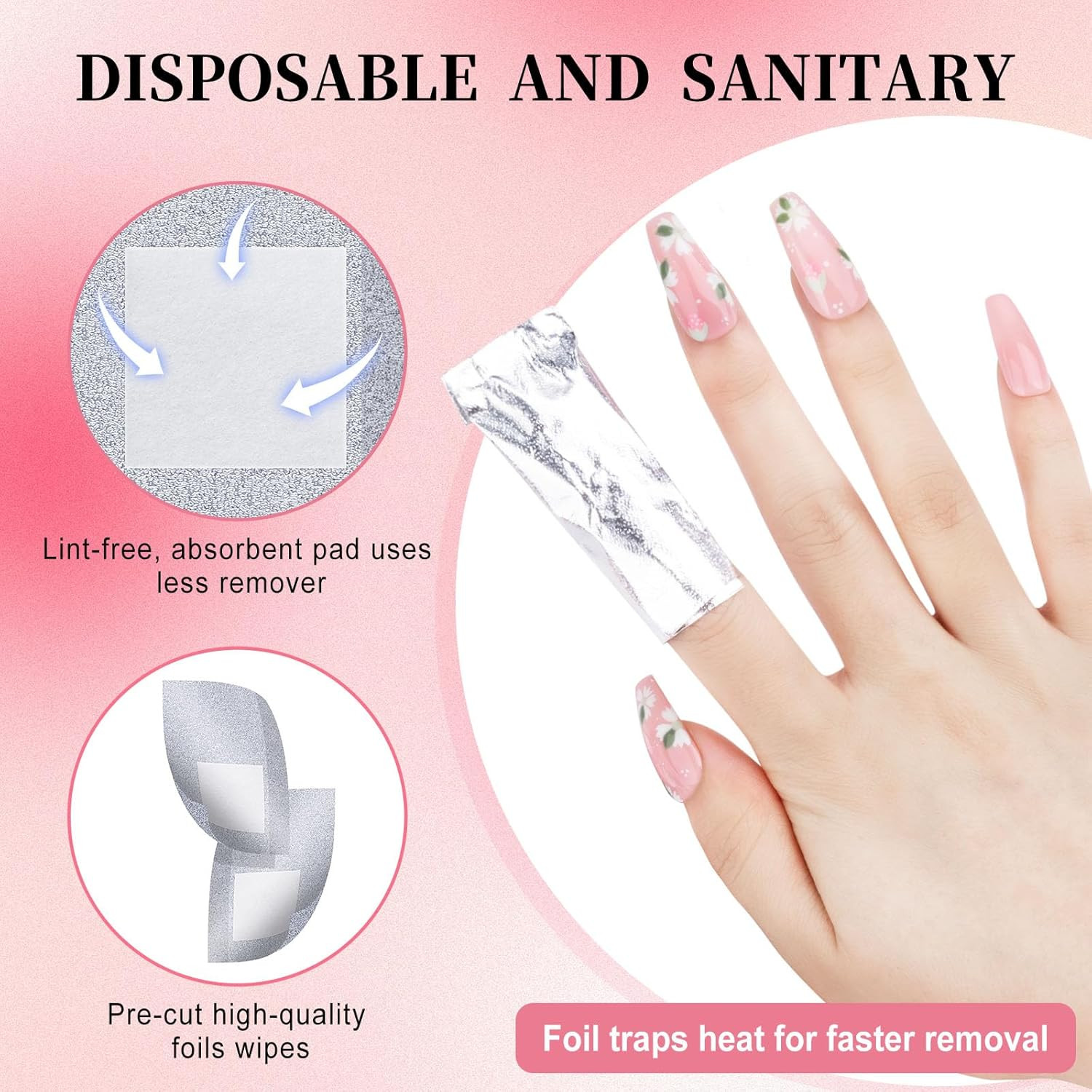 Nail Foil – 300PCS Foil Nail Wraps Gel Nail Polish Remover Foil Wraps for Nails,