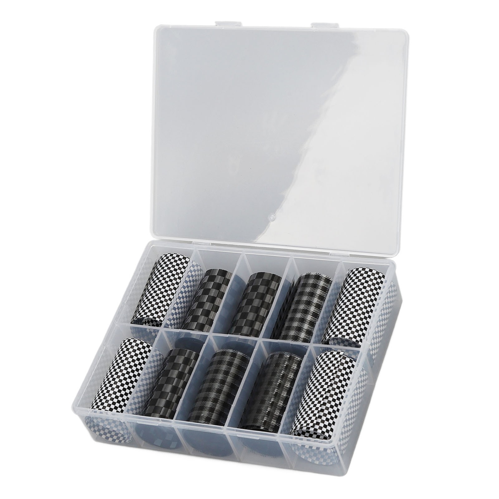 NEW 1 Box Black White Plaid Nail Art Sticker Simple Stylish Safe DIY Nail Art