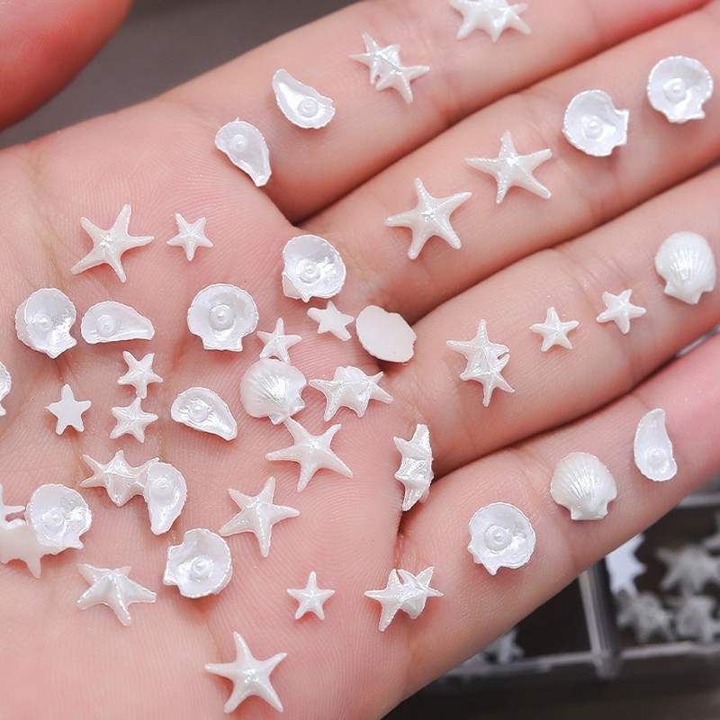 Durability Resin Nail Charm With Shine Shell Patterns For Everyday Wear