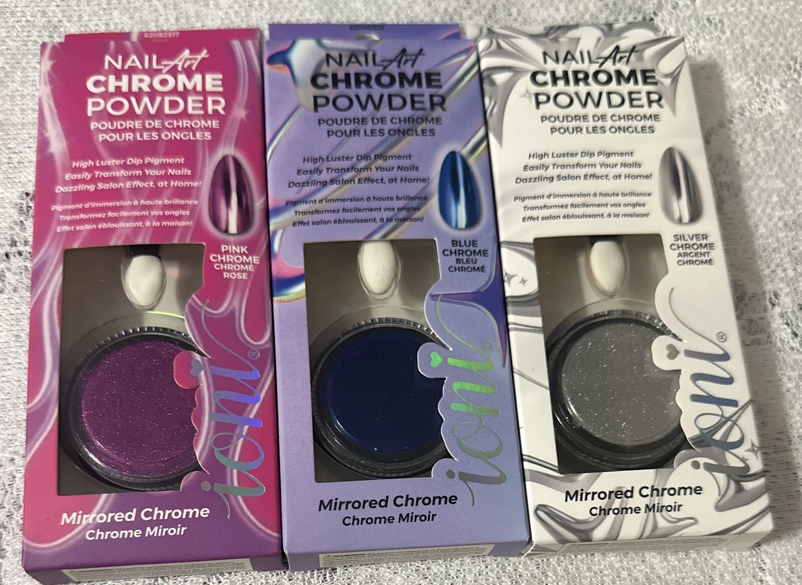 NEW ioni Nail Art Chrome Powder Lot of 3