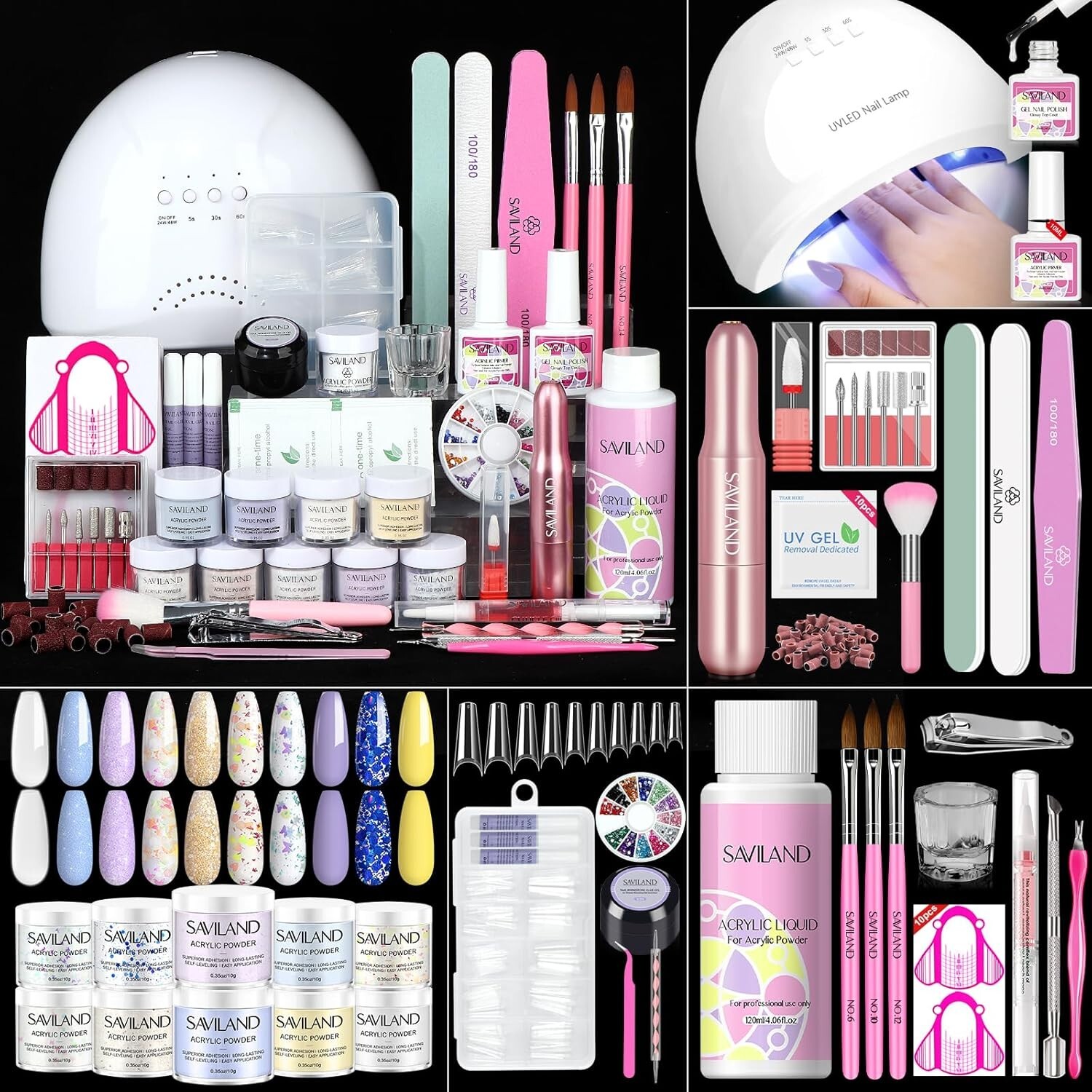 All-In-One Acrylic Nail Kit: 48W Lamp, Nail Drill & Brushes for Stunning Nails
