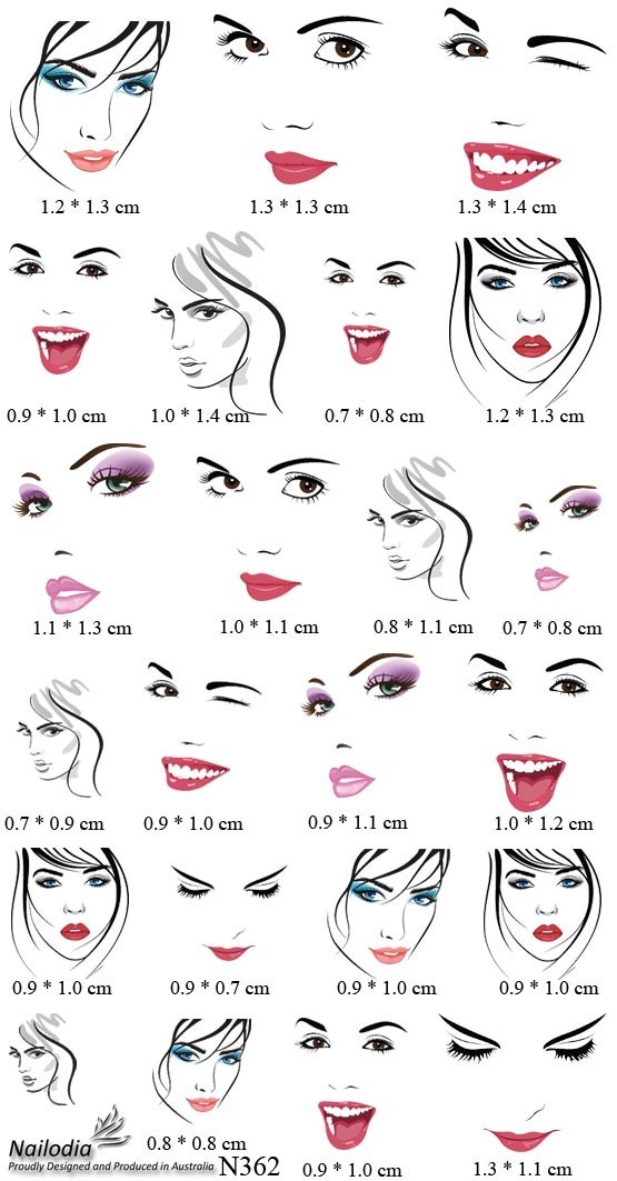 Girl Expressions Emoji Nail Art Decal Sticker Water Transfer Slider