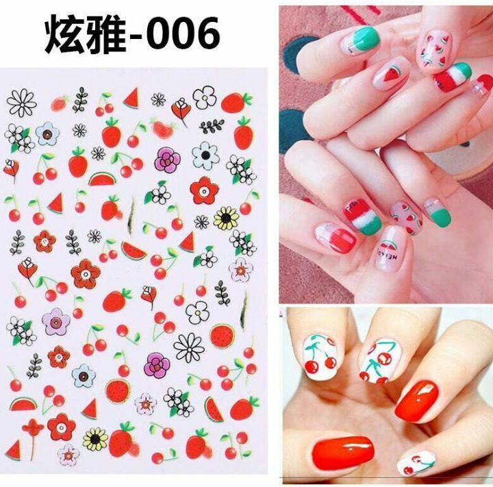 Nail Stickers Waterproof Nail Art Design DIY Decal Flower Fruit Starter Easy Use