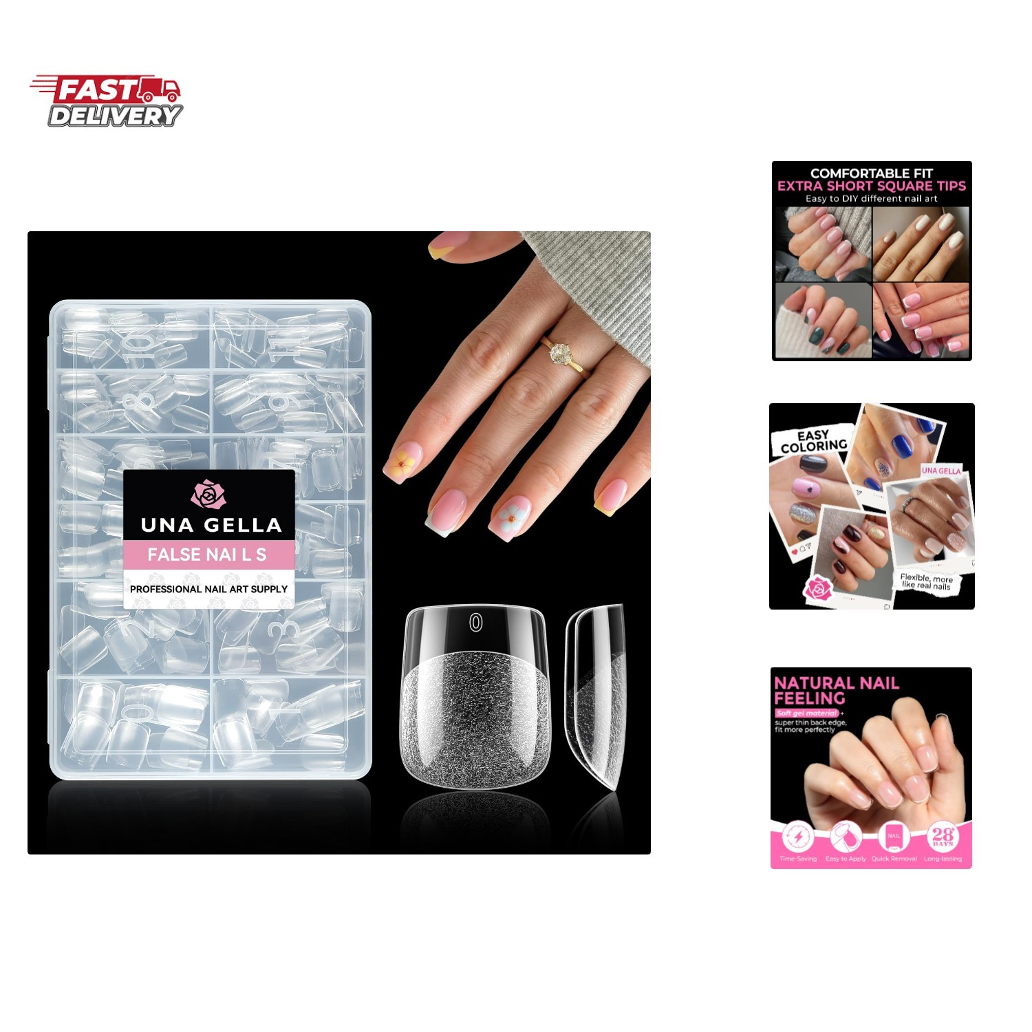 Extra Short Square Nail Tips XS 216pcs Pre-shape Extra Short Square Press on …