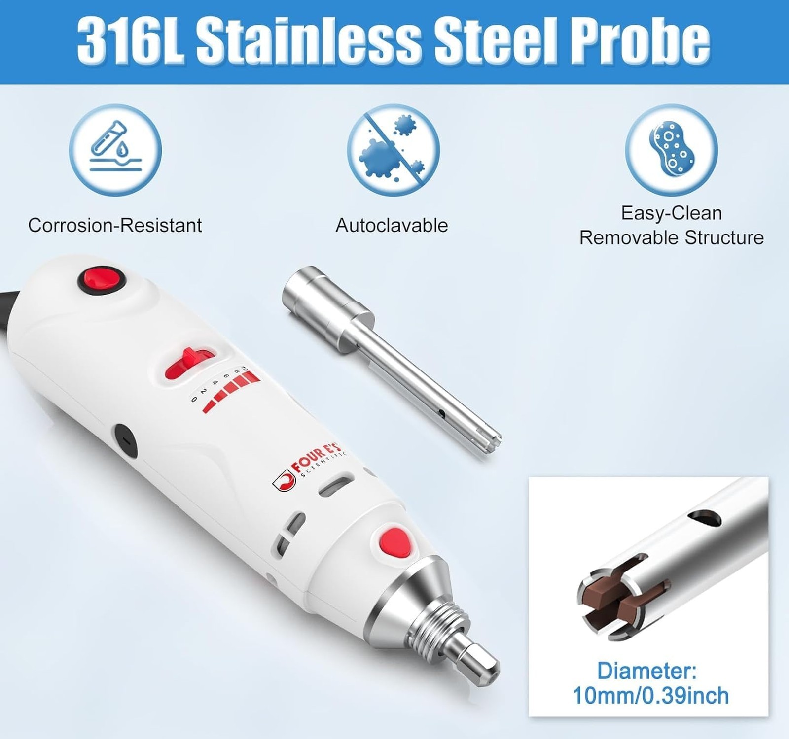 FOUR E’S SCIENTIFIC Lab Homogenizer 8000-30000rpm with Stand, High-Speed Hand…
