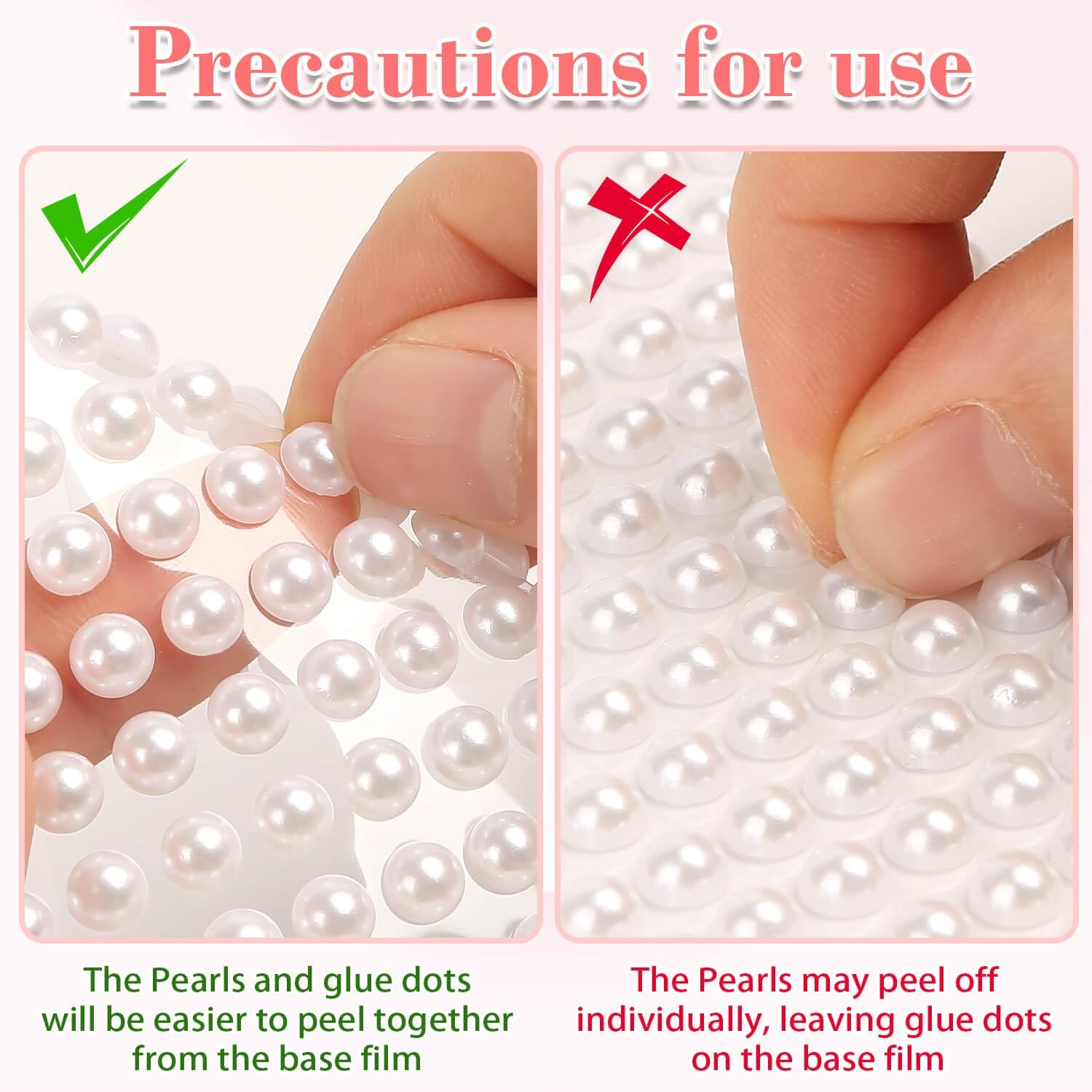 1980Pcs Self Adhesive Pearl Stickers, Hair Pearls Stick on Gems Ivory White