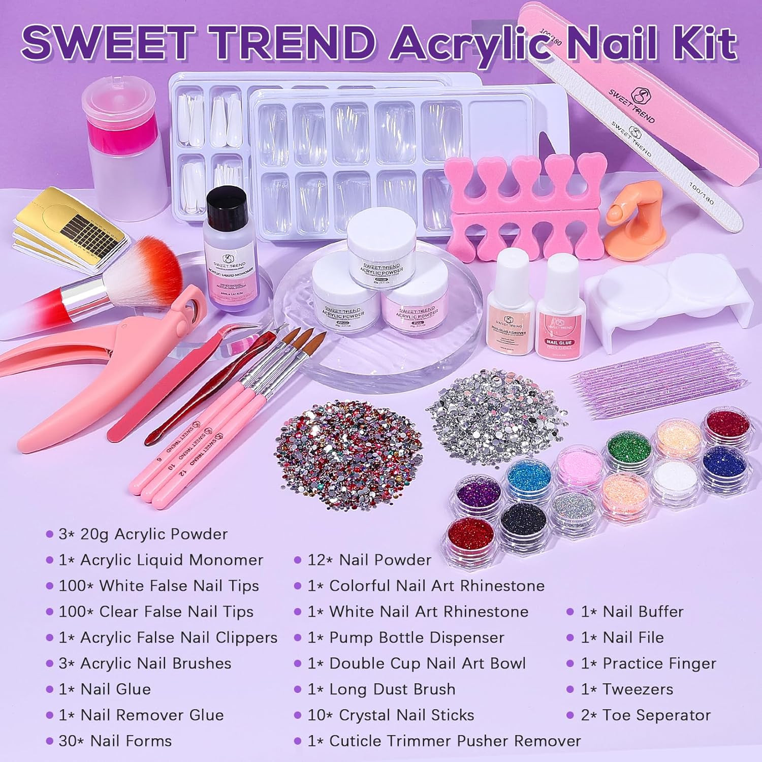 Beginners Nail Kit Acrylic Set: Professional Ultra-Fine Acrylic Powder Kit with