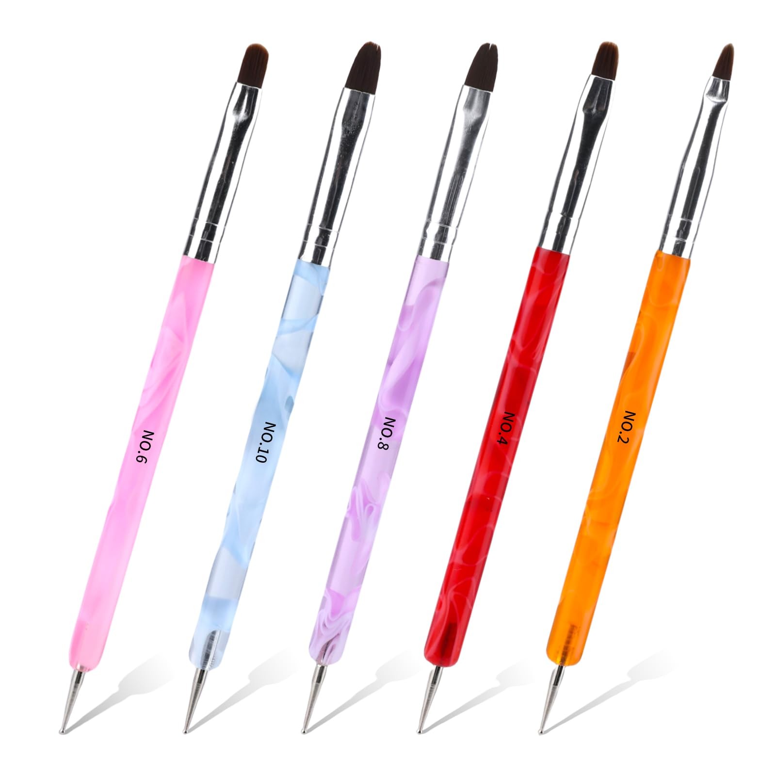 5Pcs Nail Art Brushes,Gel French Acrylic Nail Art Tool Set with Dotting Tool …