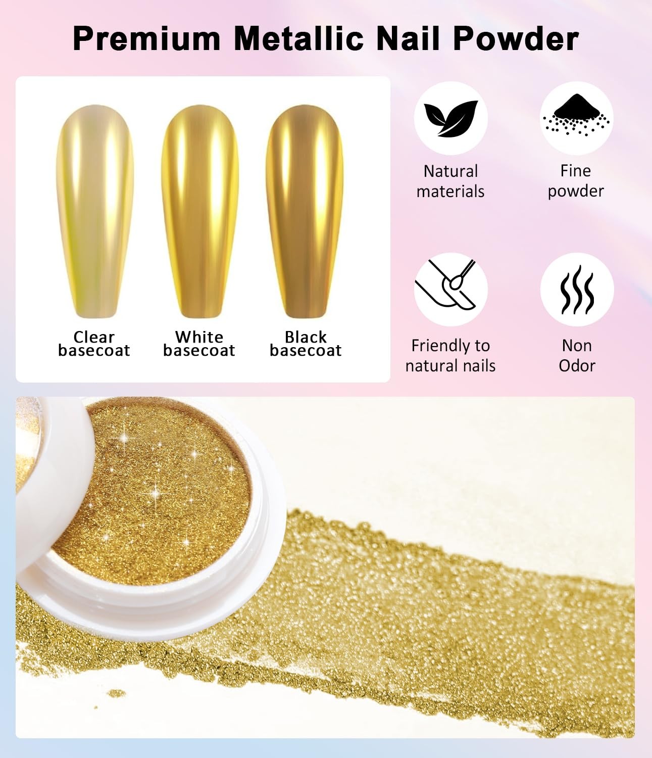 Mermaid Gold Chrome Nail Powder: 6 Colors Mirror Effec Green/Pearl Chrome Nai…