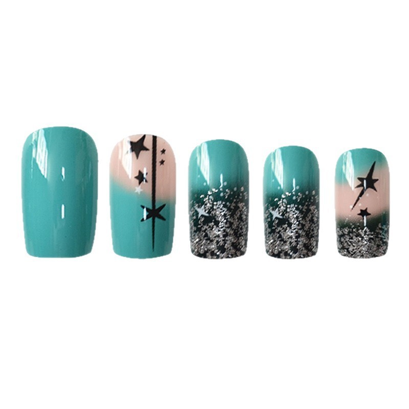 Medium Square Press on Nails Sweet Starry Cartoon Design Wholesale