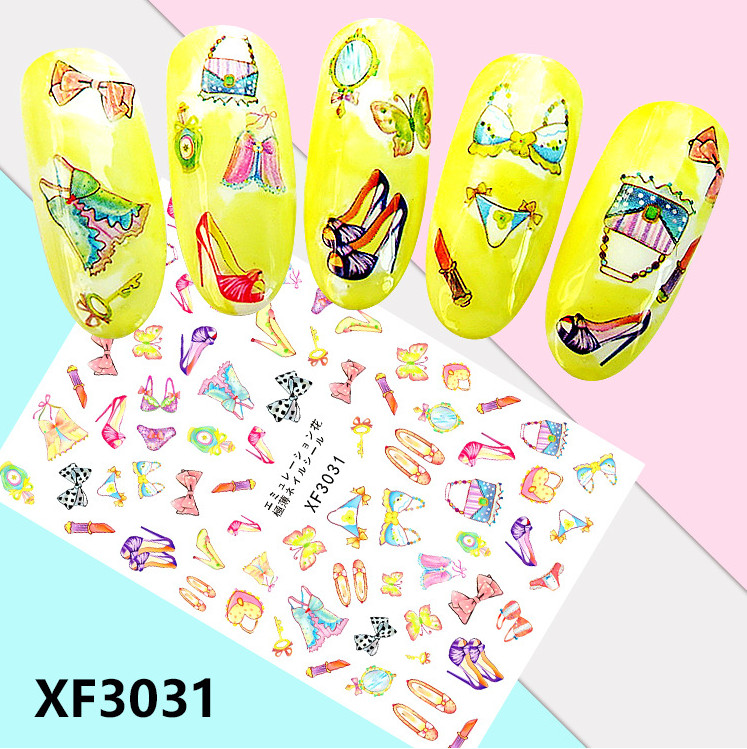 Nail Art Stickers Transfers 3D Self Adhesive High Heels Lingerie (XF3031) NS36