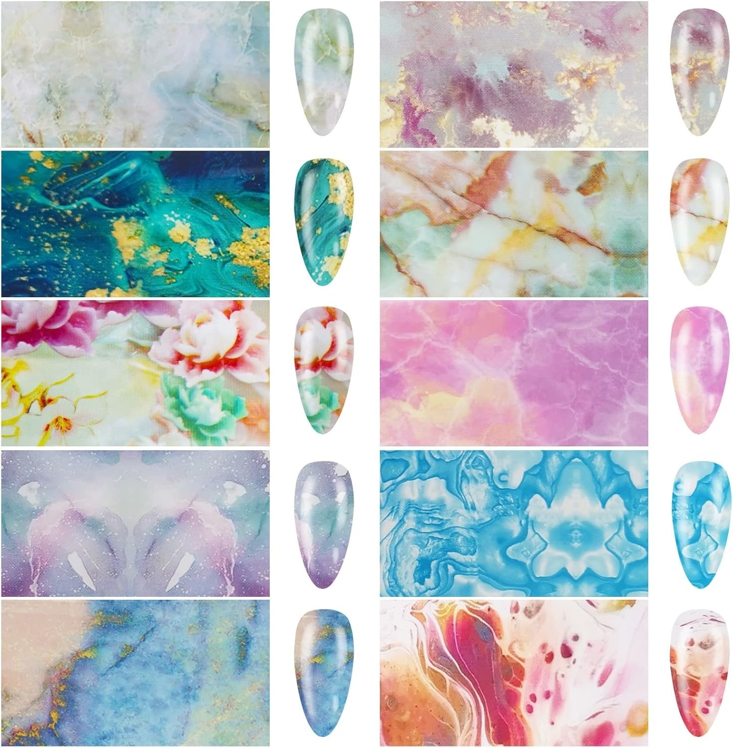 30 Sheet Nail Art Foils Flower Marble Holographic Trsnfer Nail Foil Sticker D…