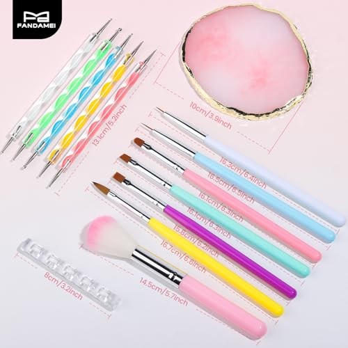Nail Tools Kit, 6PCS Nail Brushes for Nail Art, 1PCS Resin Nail Polish
