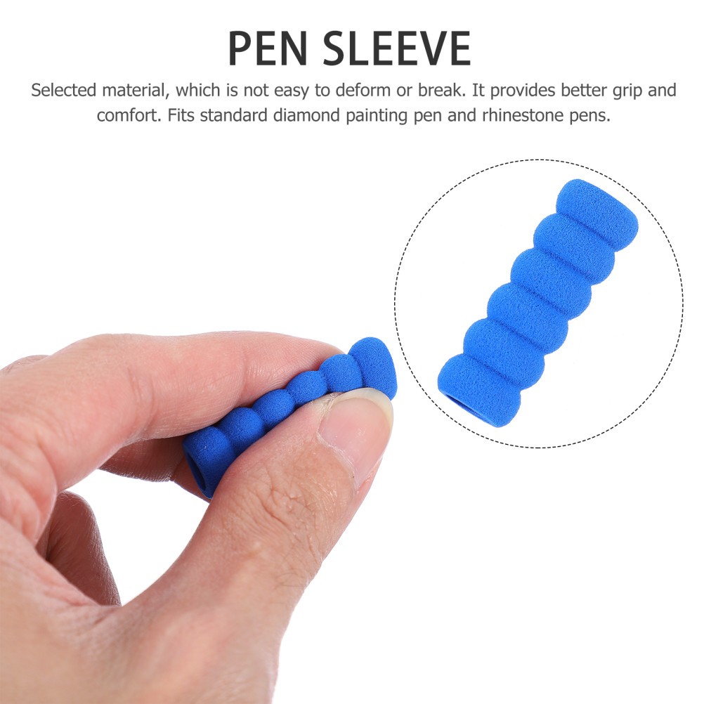 30Pcs Blue Sponge Pen Covers Finger Guards for Embroidery Painting Supplies