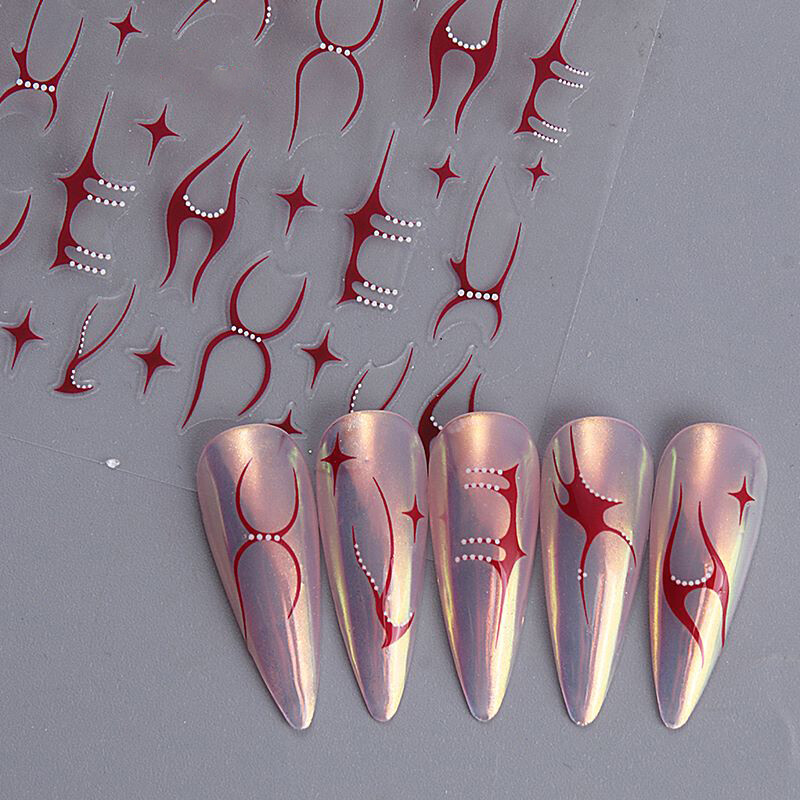 5 Colors Frame Stars Nail Sticker Flamma 4 Point Star Self Adhesive Nail Decal