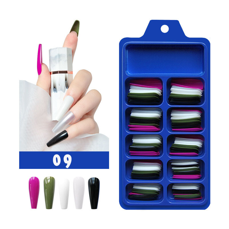 100PCS False Nails Art Tips Long Artificial Fake Stick On Full Cover Reusable