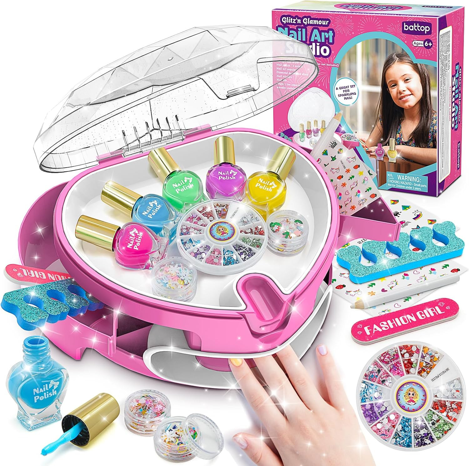 Kids Nail Polish Set for Girls, Nail Art Kit for Kids with All-In-One Organizer