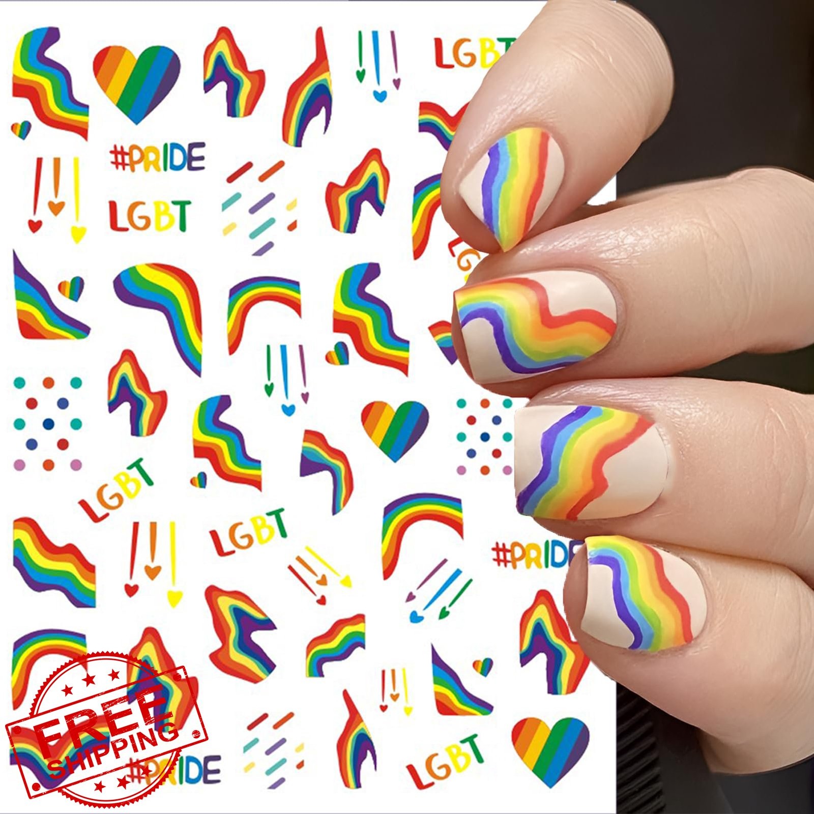 winthrop Rainbow Pride Nail Art Stickers 4 Sheets LGBTQ+