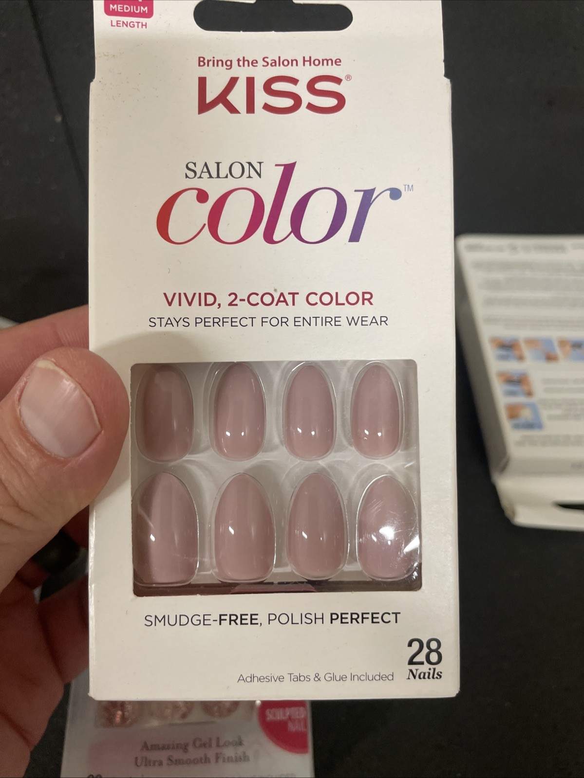 6 Kiss Glue-On Nails Lot Jelly Fantasy, Gel Fantasy, Glam Fantasy Long Med.