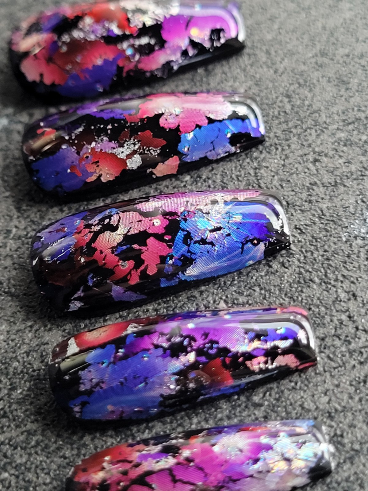Custom Gel Press on Nails fake nails Handmade 10 pc set MEDIUM Pink Red Purple