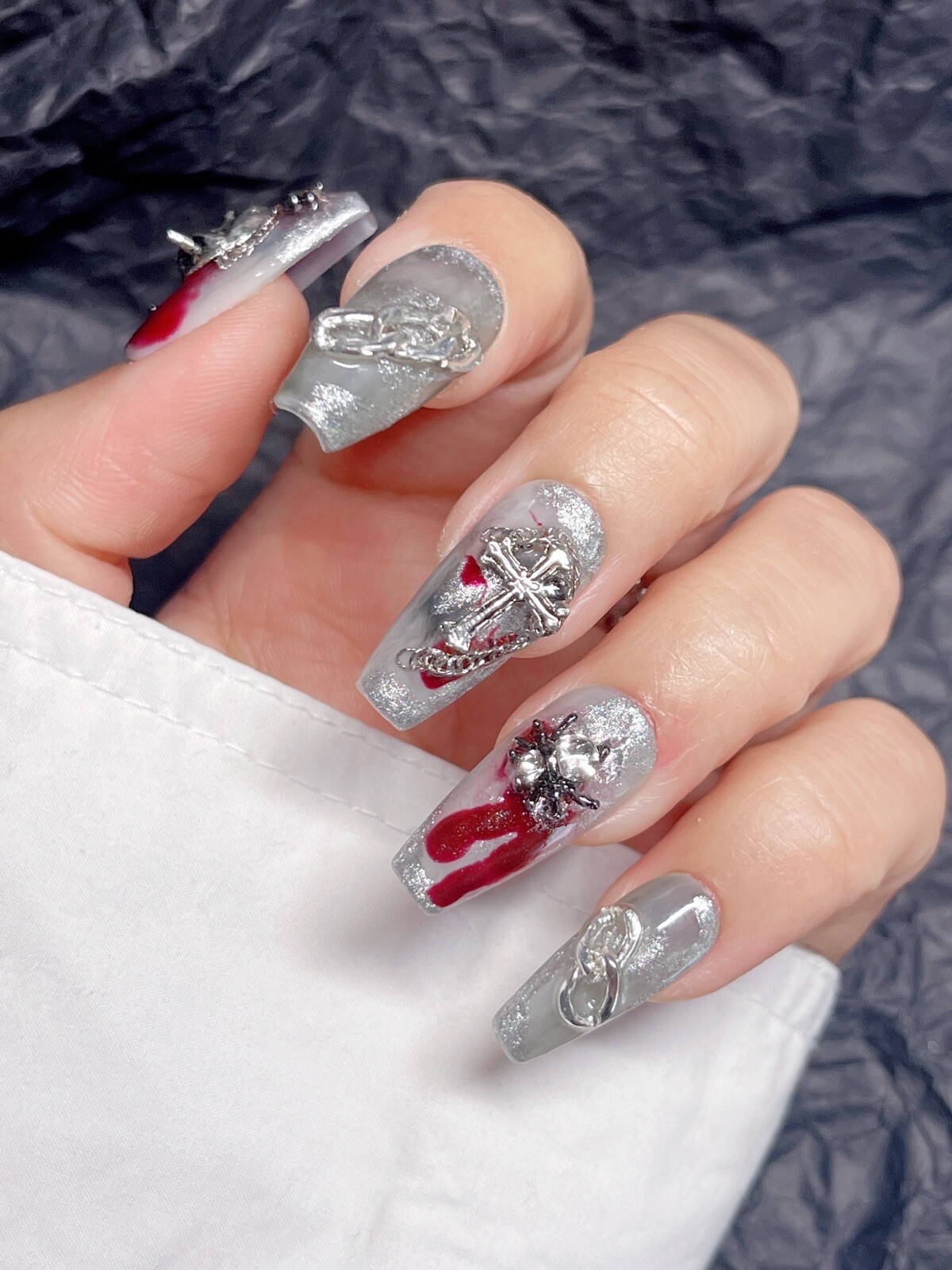 🔥CUSTOM Cool grimace mask Gel Press On False Nails set /Handmade size：M