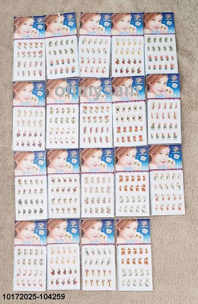 CLOSEOUT 19×20 NAIL ART STICKER MULTI COLOR / GLITTER /EASY 2 APPLY MANI / PEDI