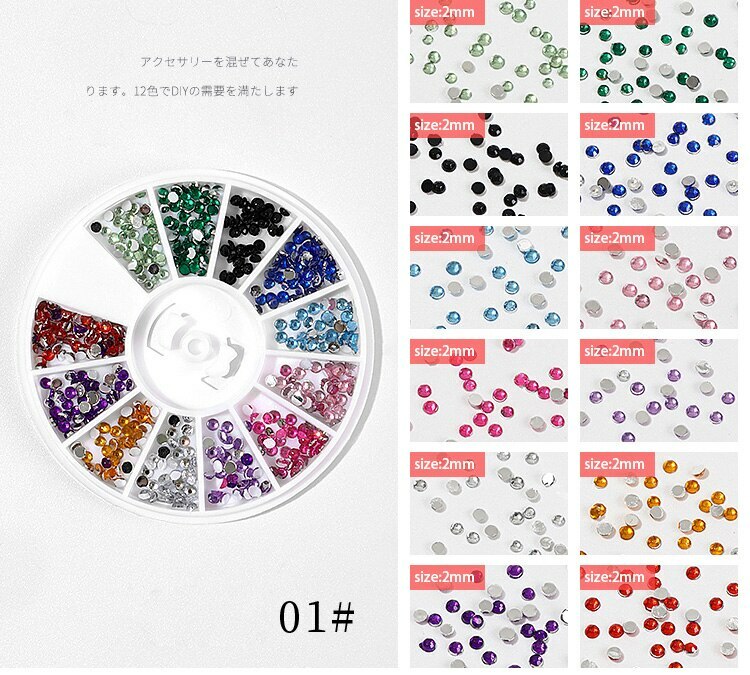 Mixed Size Colors Glass Flat Rhinestones Crystal Strass Nail Art Decoration