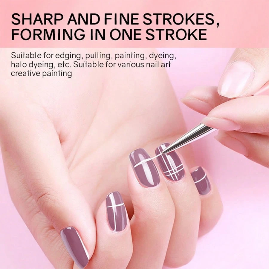 5pcs Nail Art Painting Brush Set French Nail Lining Brush with UV Gel for Women