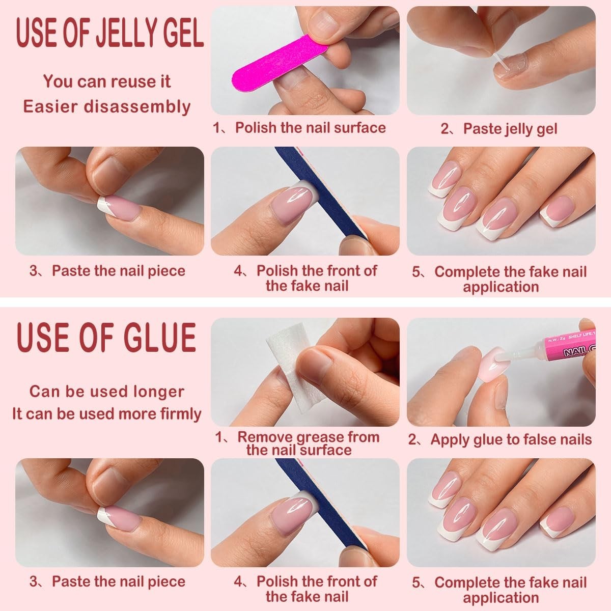 Pink Stiletto Press on Nails Extra Long Fake Nails With Designs Valentines Da…