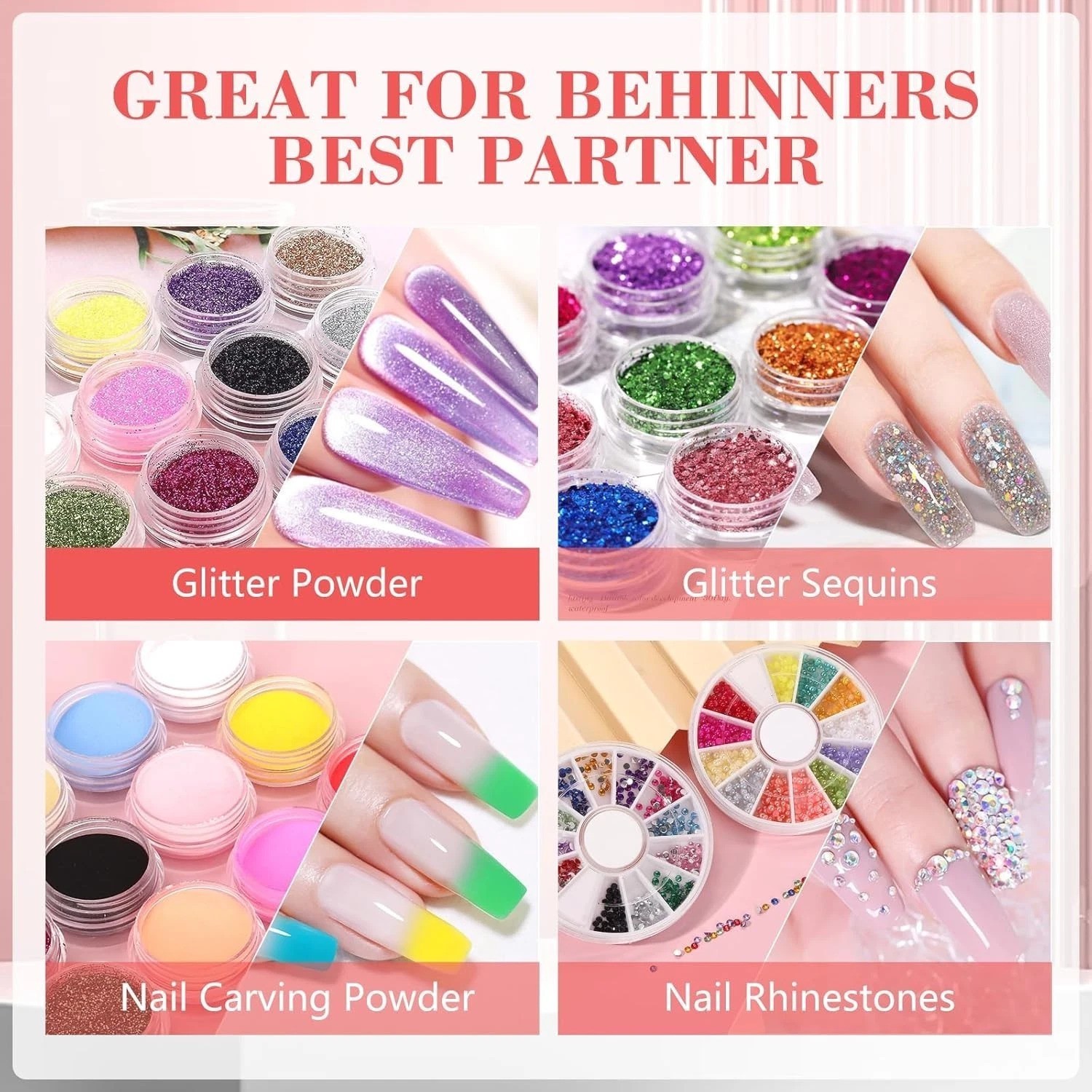 Acrylic Nail Kit with Practice Hand & Powder