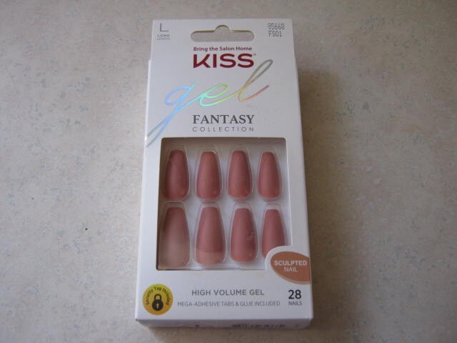 1 Kiss Gel Fantasy FS01 85668 LONG Solid Dark Pink Matte 28 Sculpted Nails