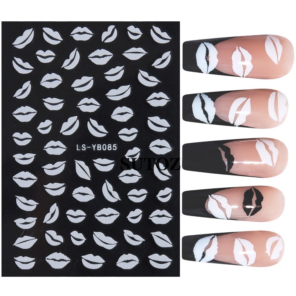 3Sheets Romantic Valentine Love Sex Mouse Lip Nail Art Face Arm Body Sticker NH6