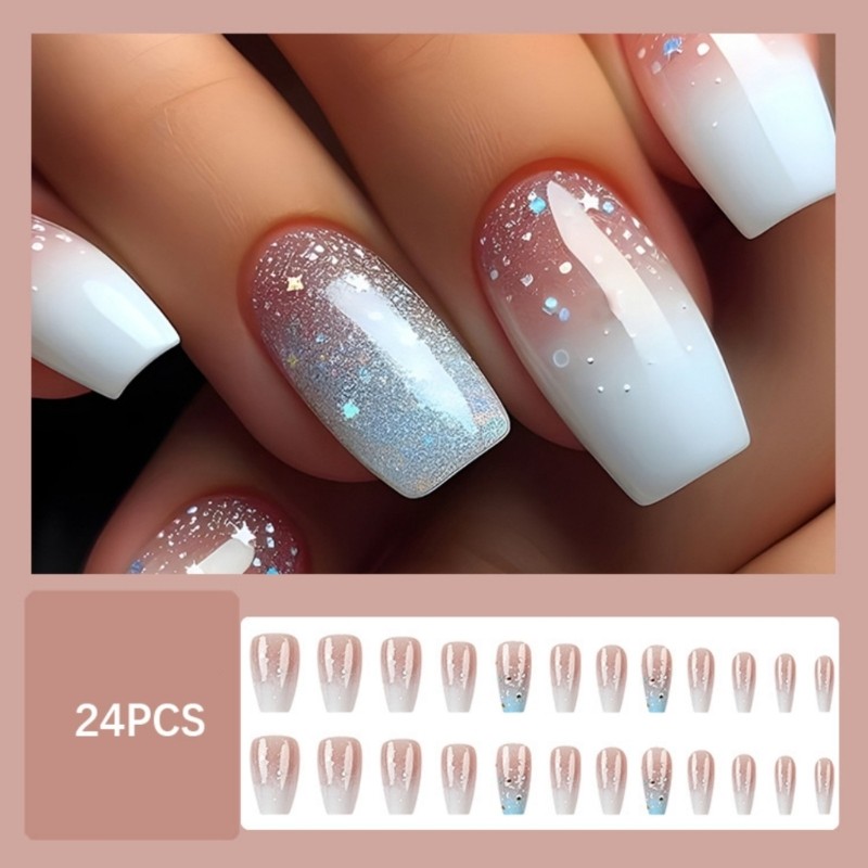 Reusable Winter Press On Nail Snowflake Design Quick Adhesive Not Needed Tool